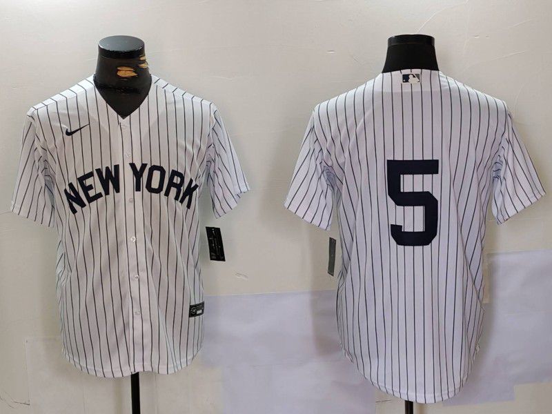 Men New York Yankees #5 No Name White stripe Game 2024 Nike MLB Jersey style 902->new york mets->MLB Jersey